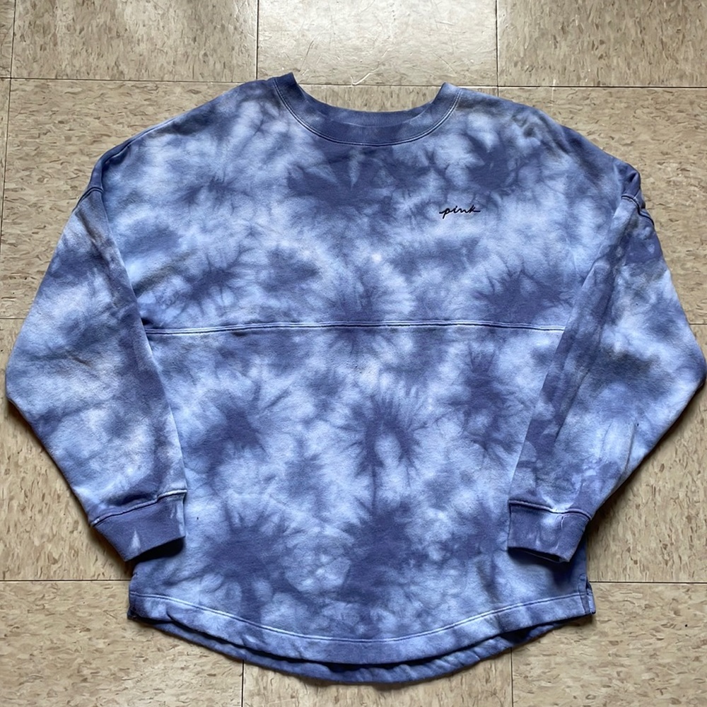 VS PINK Blue Tie Dye Crewneck